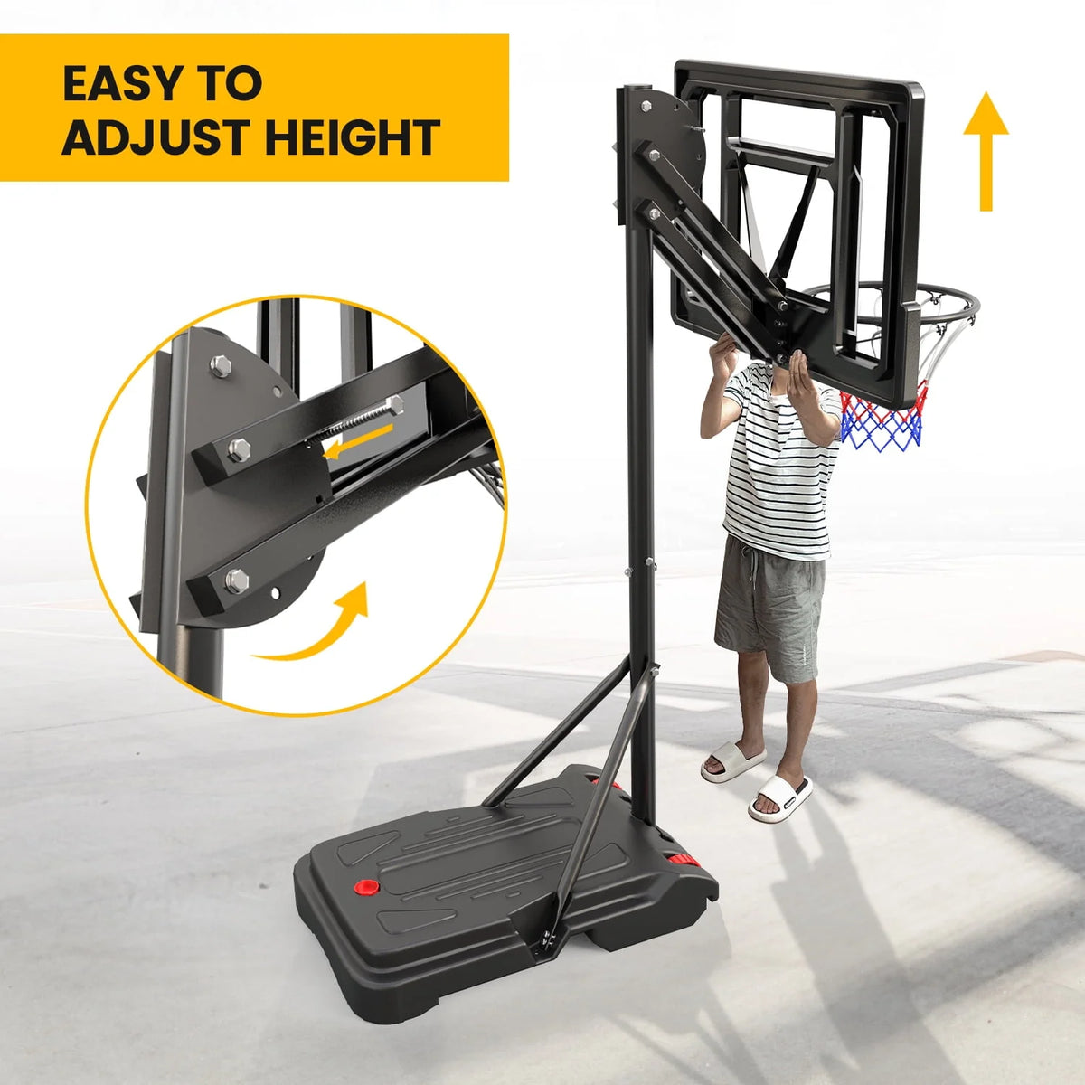 Portable Basketball Hoop & Goal System 5.5 - 9.5 ft. Height Adjustable E321824