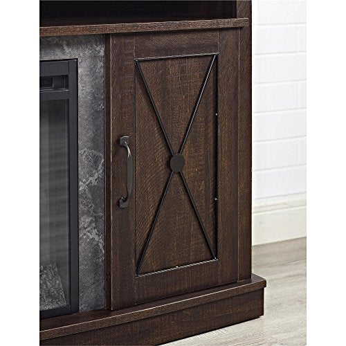 Espresso Fireplace TV Stand with Electric Fireplace Insert Heater R415