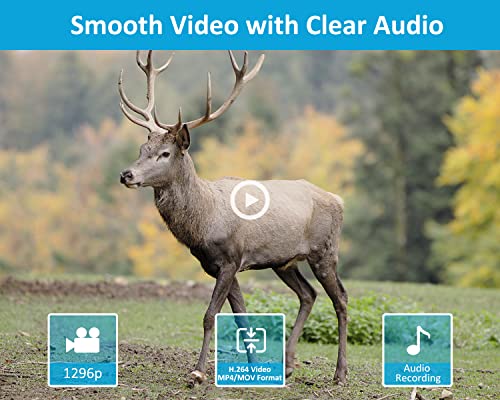 64MP 1296p HD Video Trail Camera with 100ft Night Vision Motion Activated Waterproof A465