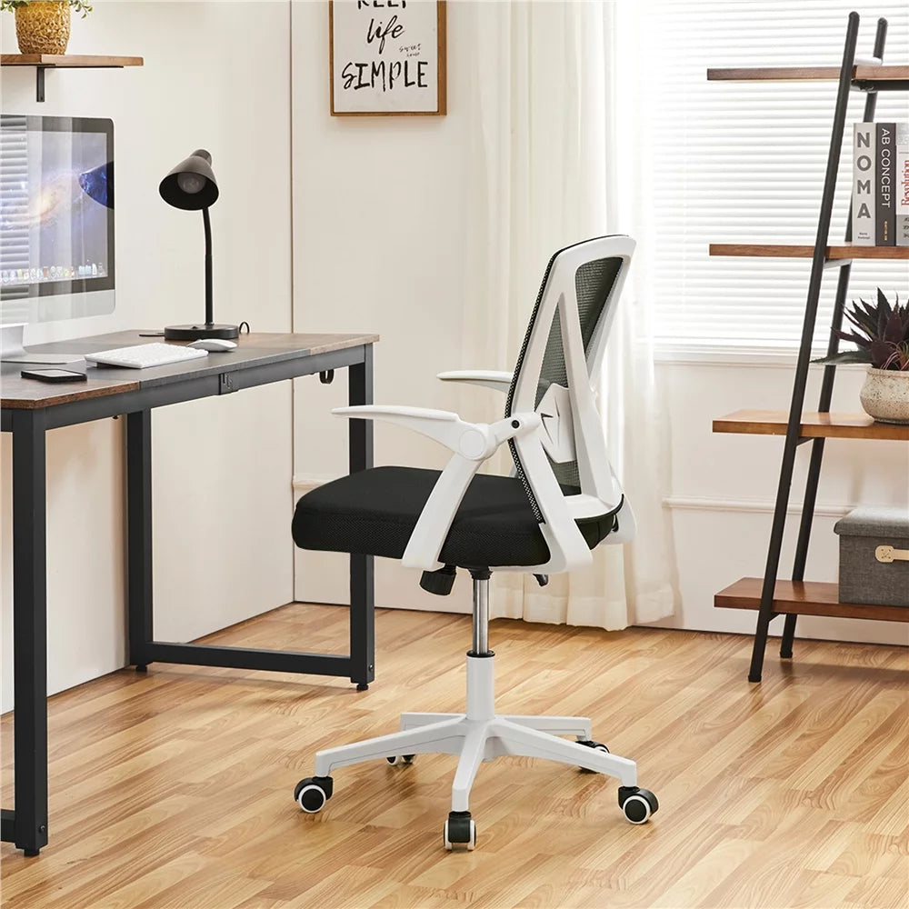 Adjustable Ergonomic Mesh Office Chair with Flip-up Armrests, White F974