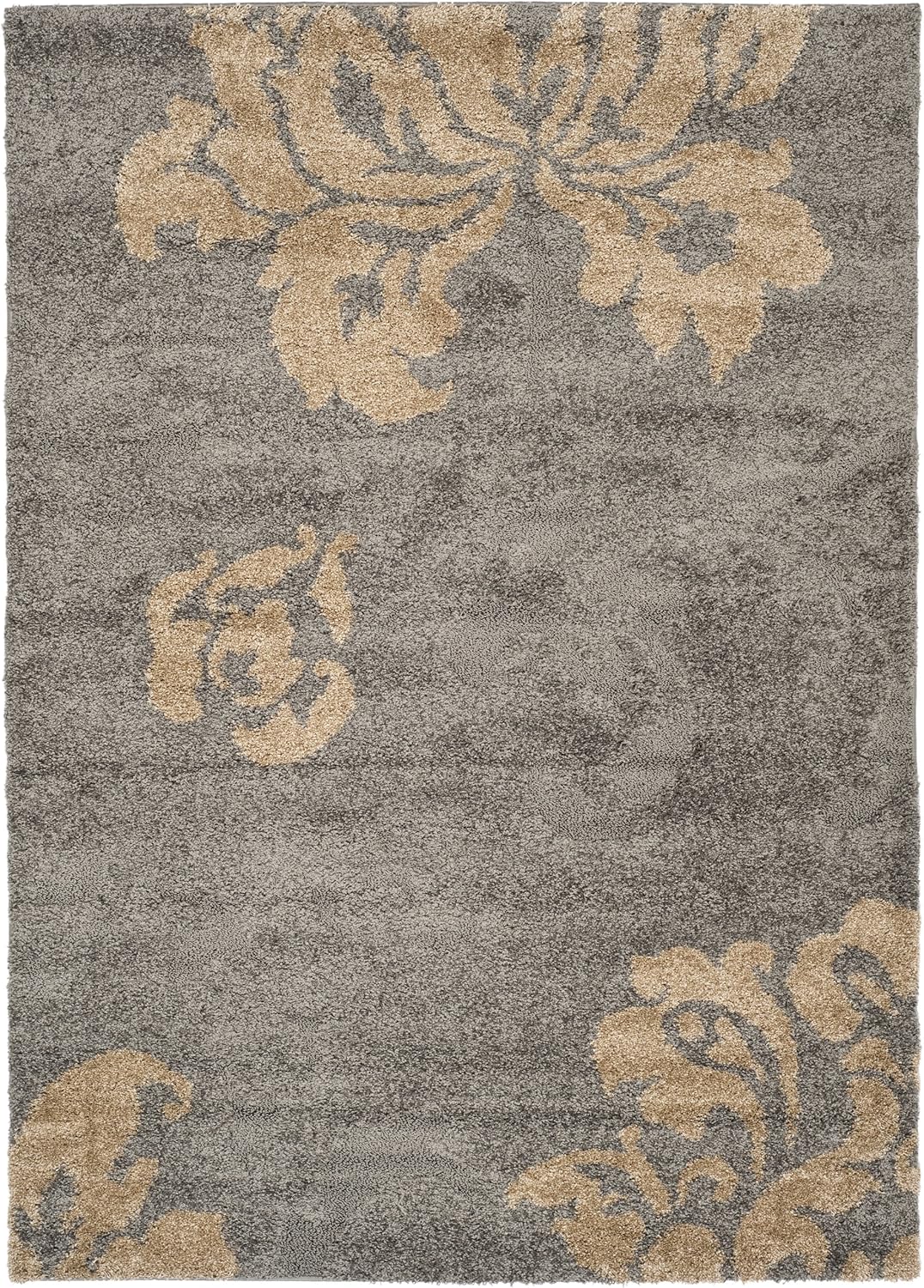 Grey & Beige Floral Area Rug, 8'6" x 12', 1.2-inch Thick U80042