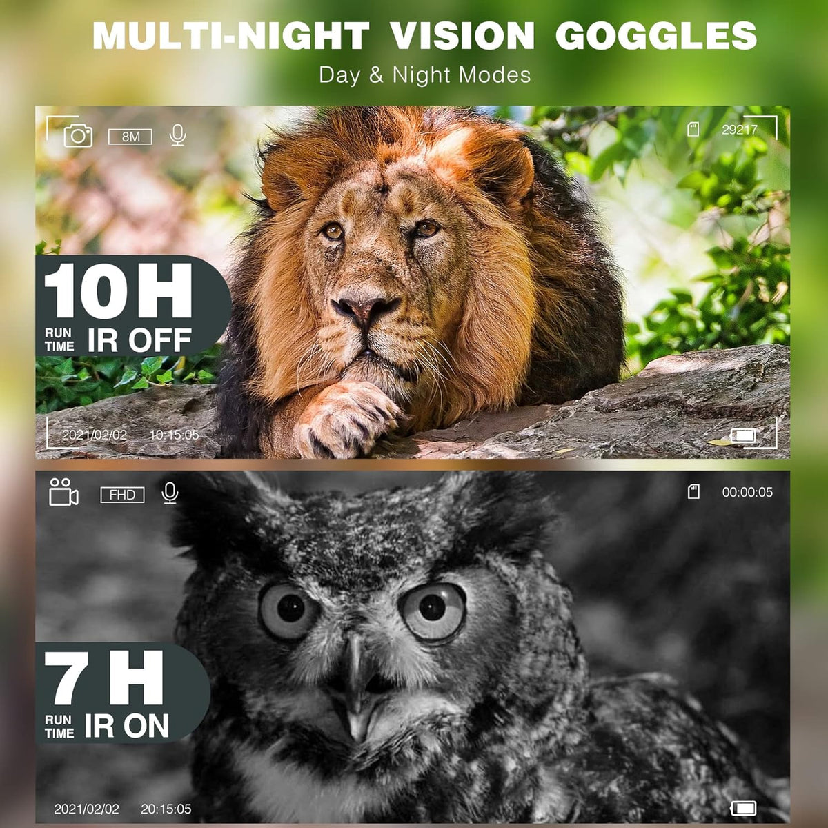 Night Vision Goggles Infrared Digital Binoculars 10x Optical Zoom 3.2” Widescreen W30761