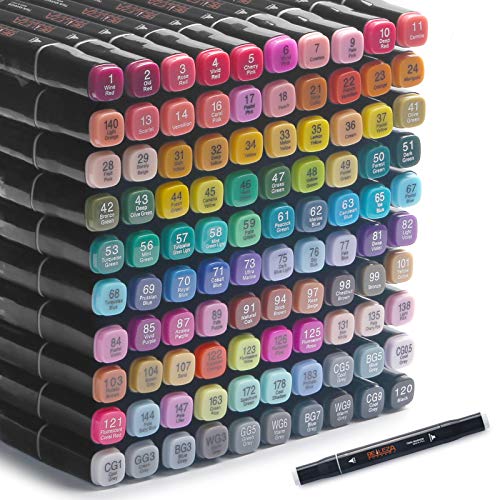 100 Colors Dual Tips Art Markers with 1 Blender S825