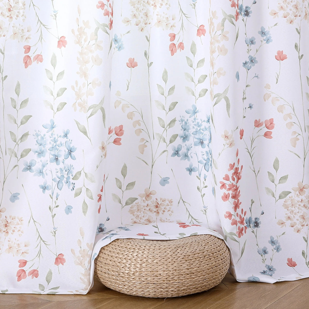 Floral Light Filtering Curtain Panels, 56" x 63", 2 Panels M730