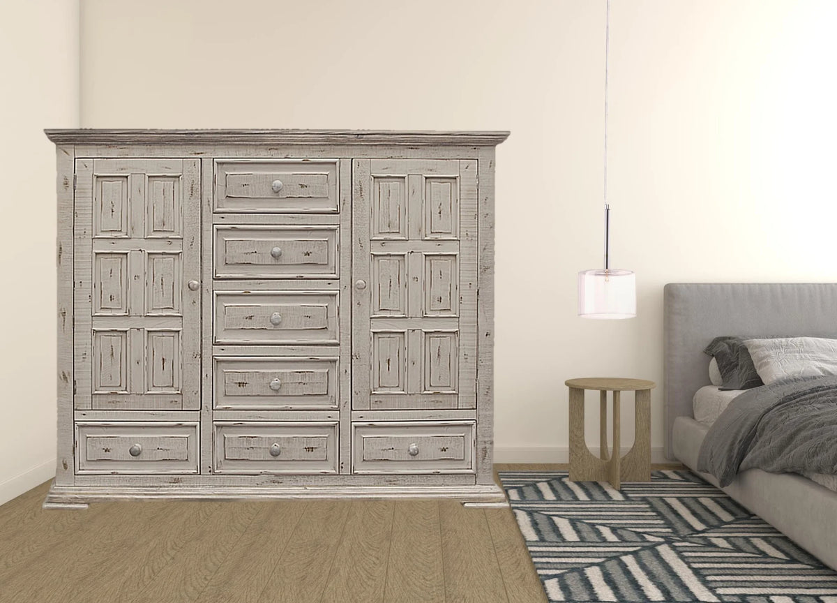 White Solid Wood 7 Drawer Chest K158294