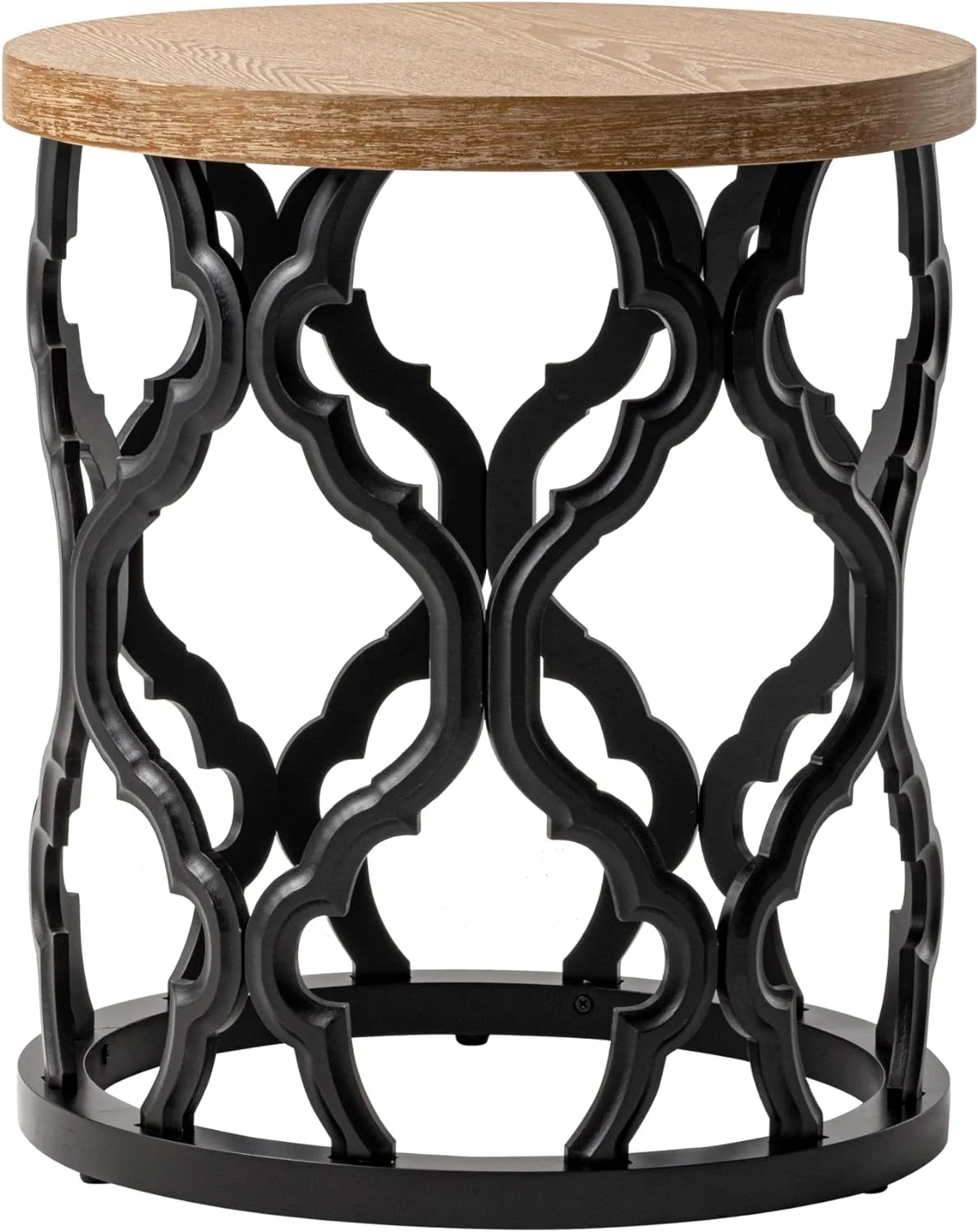 Round Black Wood End Table F99724