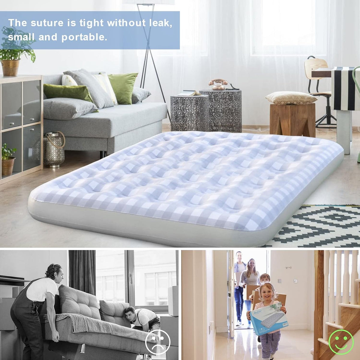 Queen Air Mattress with Flocked Top Waterproof Cover Repair Kit W728