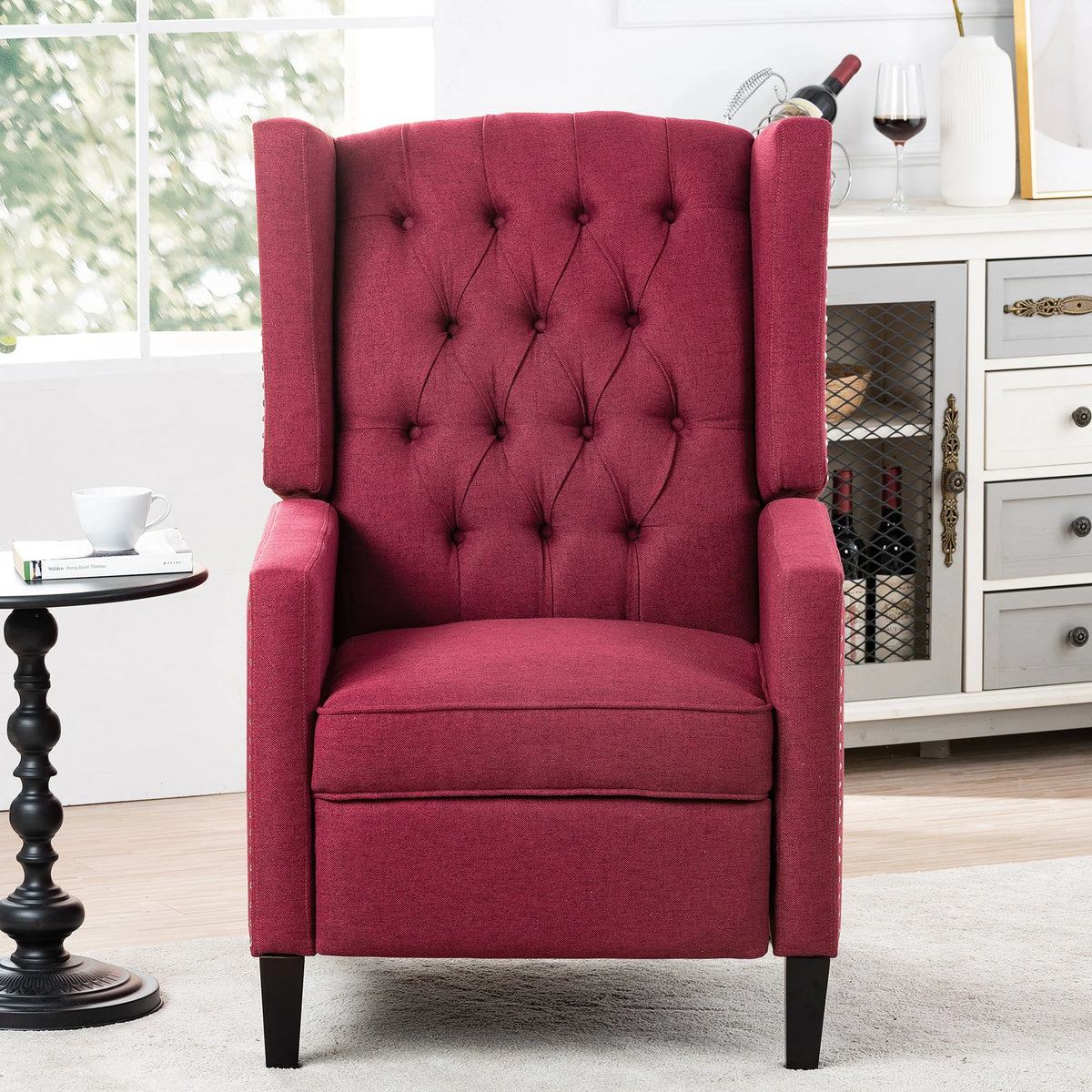 Red Manual Wing Chair Recliner M8211