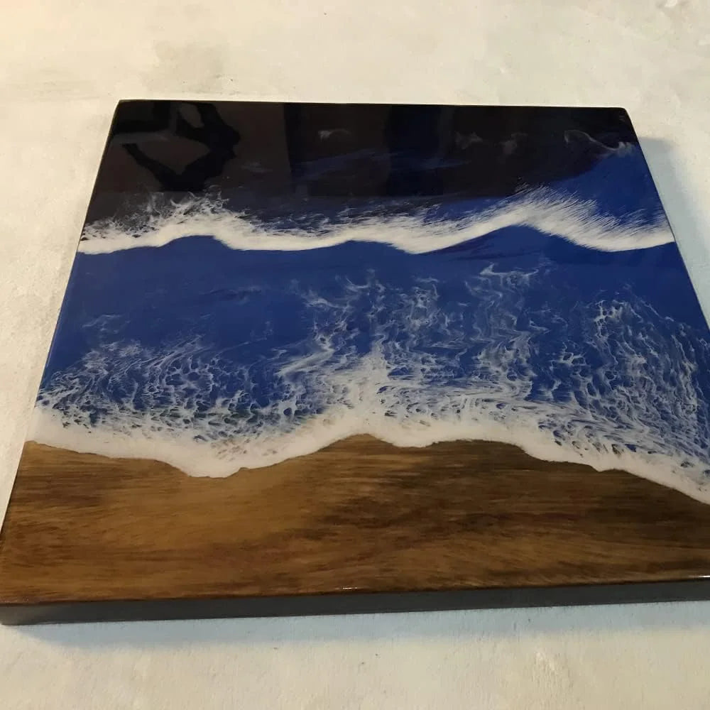 Natural Edge Epoxy Resin Wood Coffee Table Hairpin Legs P22457