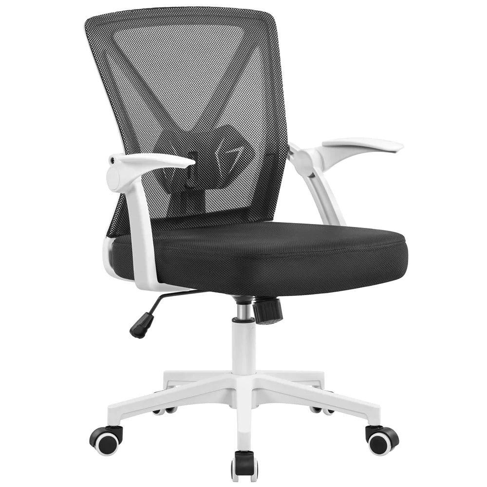 Adjustable Ergonomic Mesh Office Chair with Flip-up Armrests, White F974