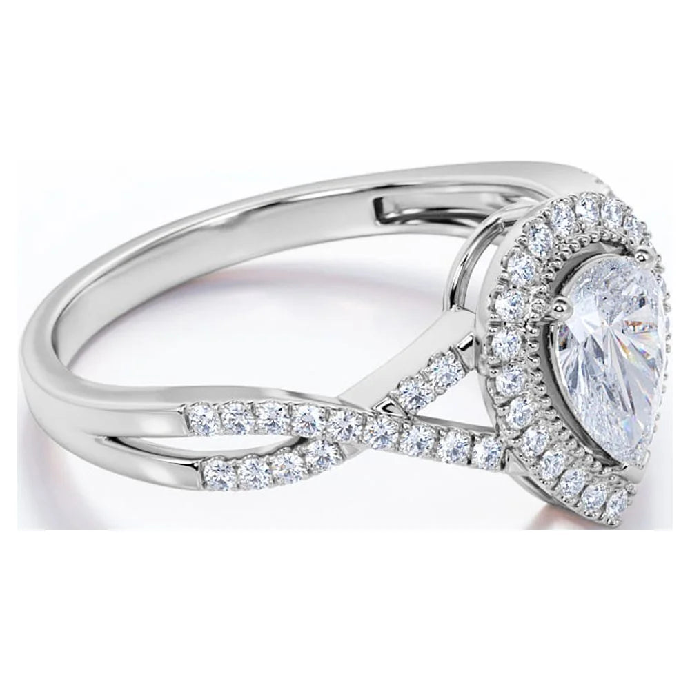1.75 Carat Pear Cut Moissanite Engagement Ring N9226