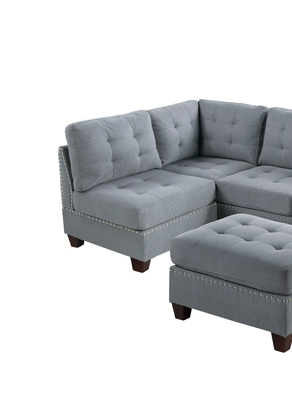 Gray Fabric 6pc L-Sectional Sofa Set W811