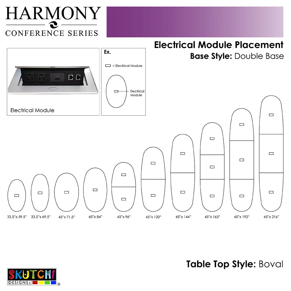 7x4 Boat-Oval Conference Table with Power and Data T974