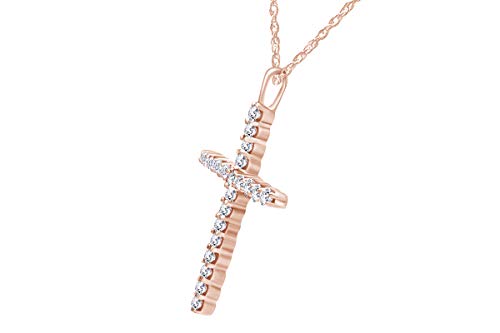 0.30 Carat 14K Solid Gold Round Diamond Cross Pendant Y1560