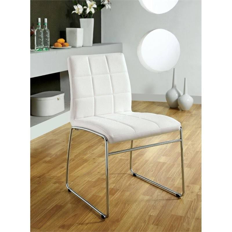 White Upholstered Dining Chair Set of 2 B935