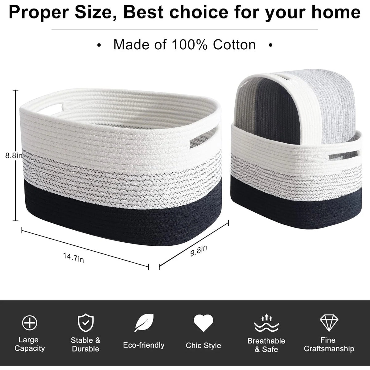 Cotton Rope Woven Storage Basket W1456