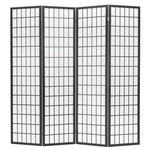 6Ft Folding 4 Panels Freestanding Wood Partition Screen Y495662