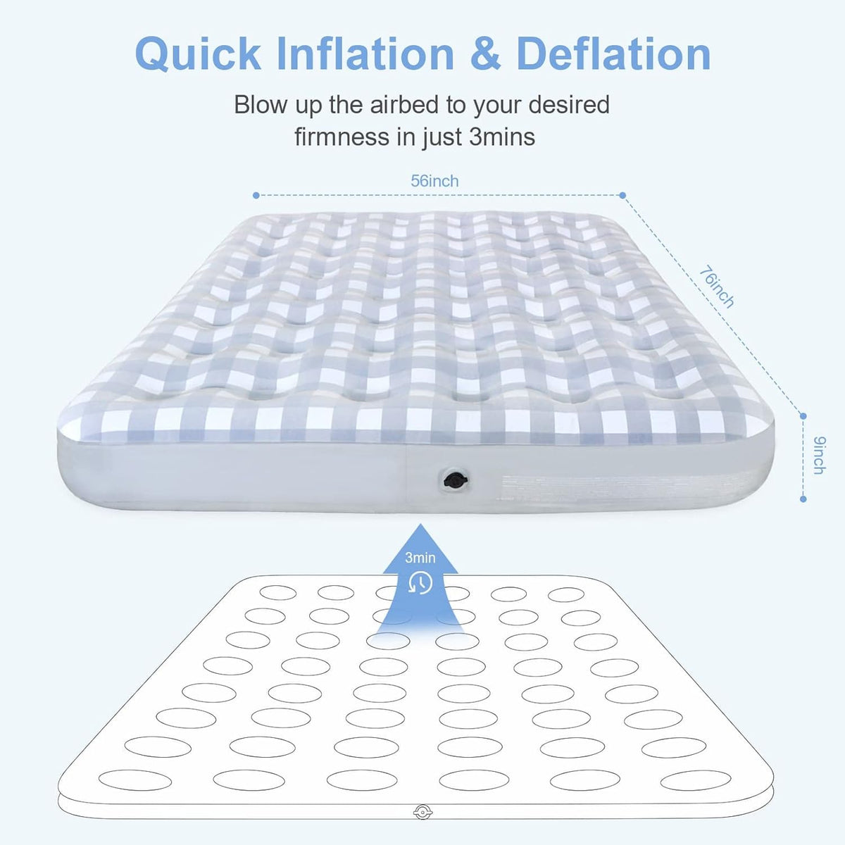 Queen Air Mattress with Flocked Top Waterproof Cover Repair Kit W728