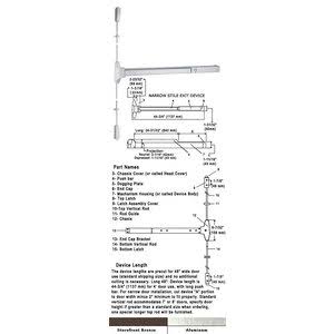 Narrow Stile Surface Rod Panic Exit Device 48x22 Satin Aluminum M2536