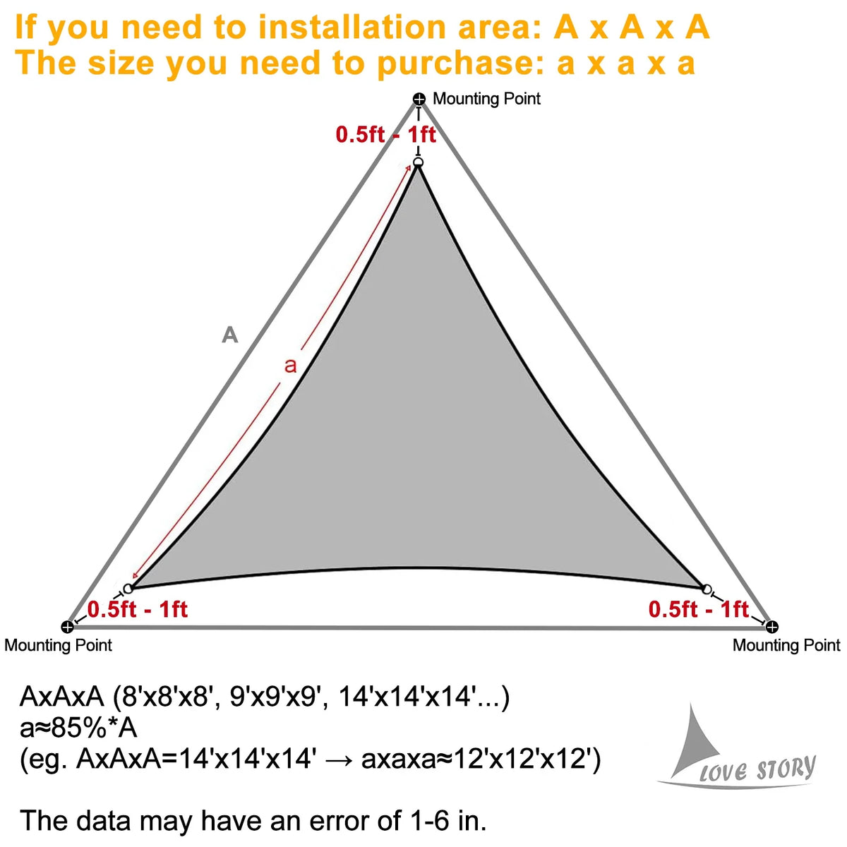 12' x 12' x 12' Sand Triangle Sun Shade Sail UV Block Awning J9089