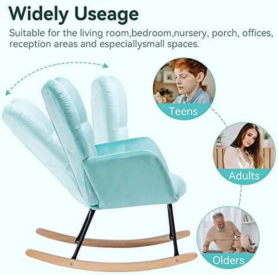 Teddy Fabric Rocking Chair with High Backrest and Armrest H98463