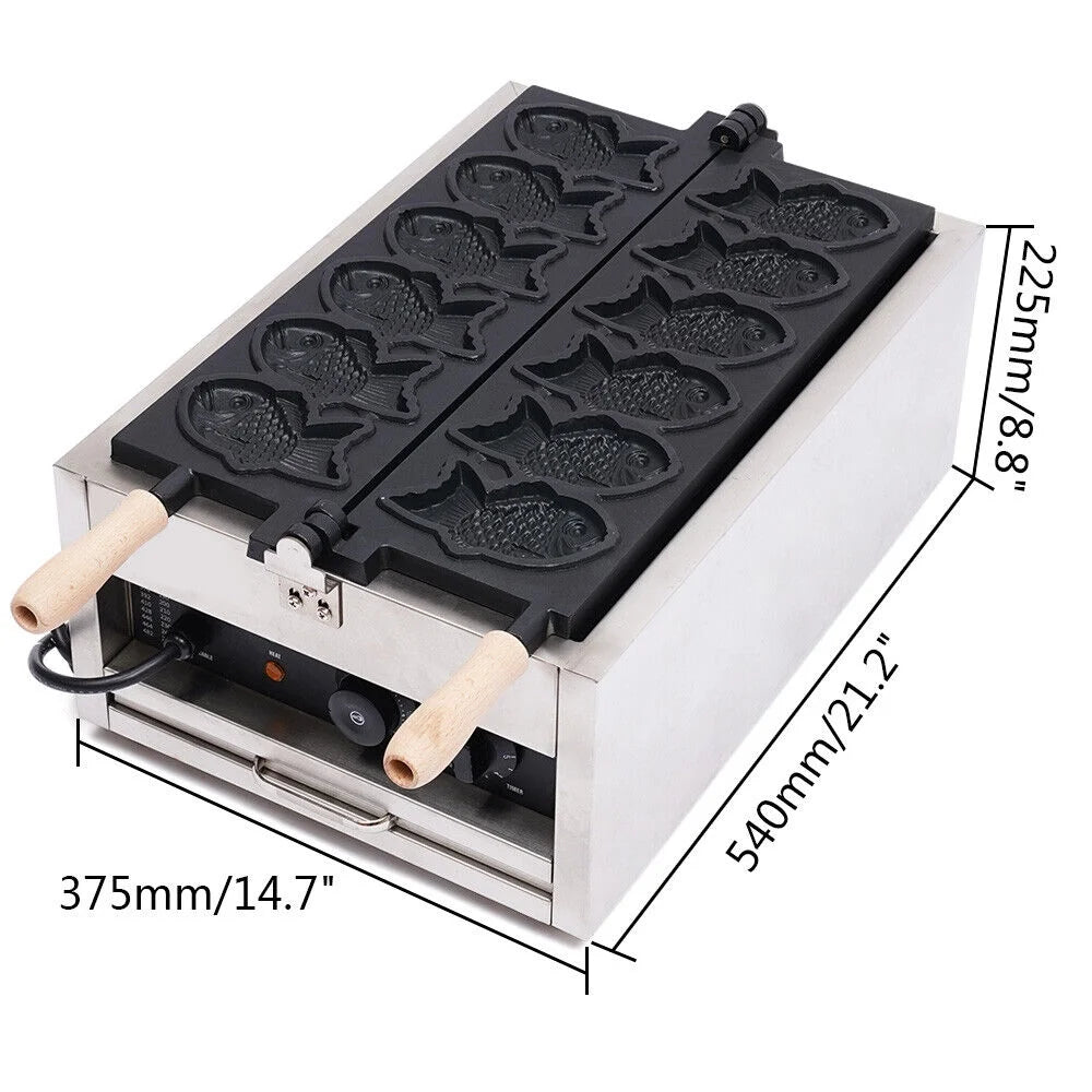 6Pcs Non-stick Stainless Steel Fish Waffle Maker Q254