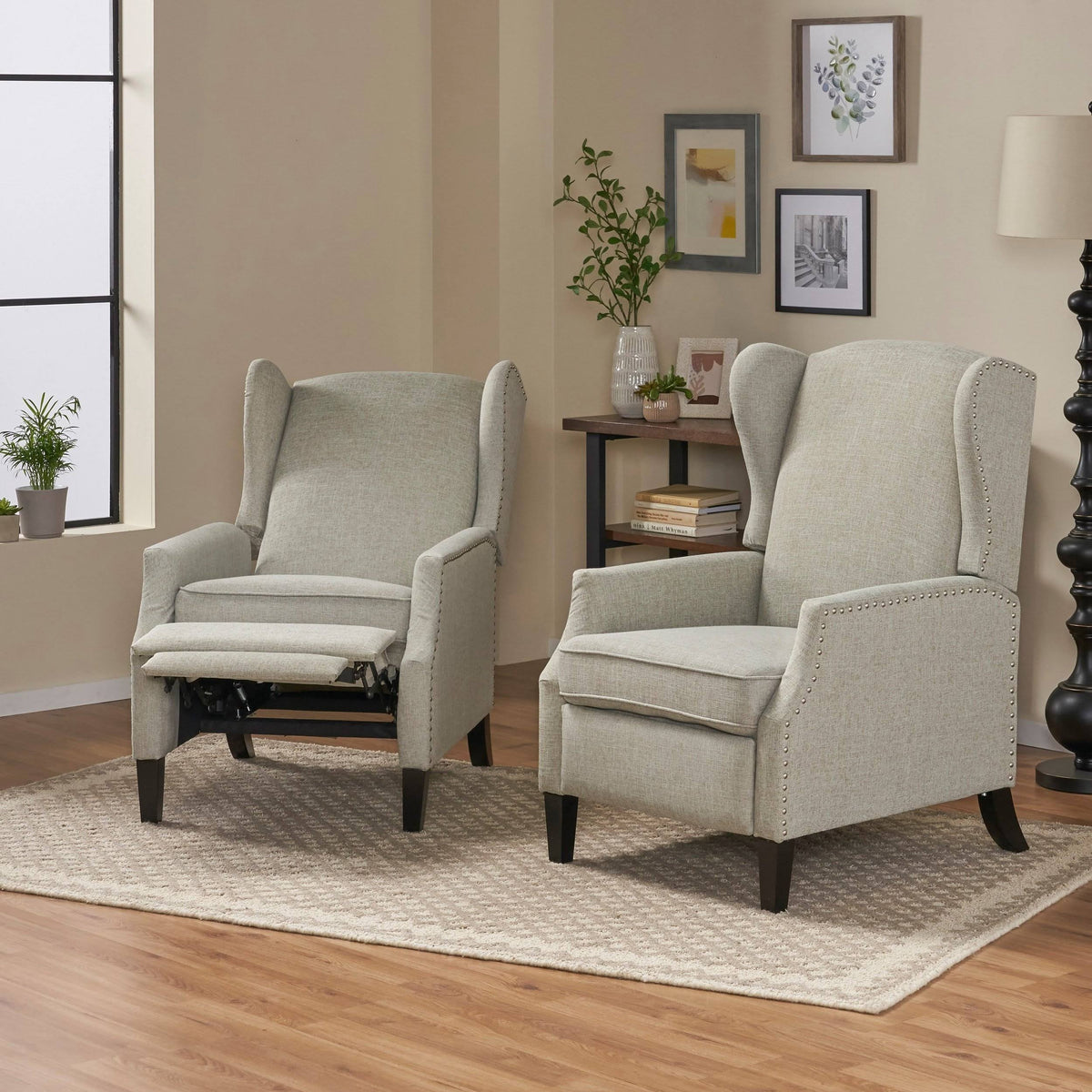 Taupe Tweed Fabric Recliner Set of 2 A975502