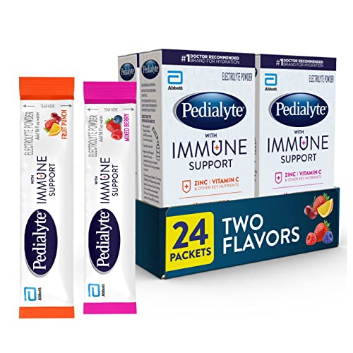 Electrolyte Drink Powder Packets with Vitamin C and Zinc, Mixed Berry & Fruit Punch, 6 Count (Pack of 4) D619
