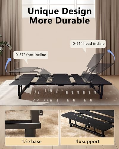 Queen Adjustable Bed Base Frame Black Metal Z62071