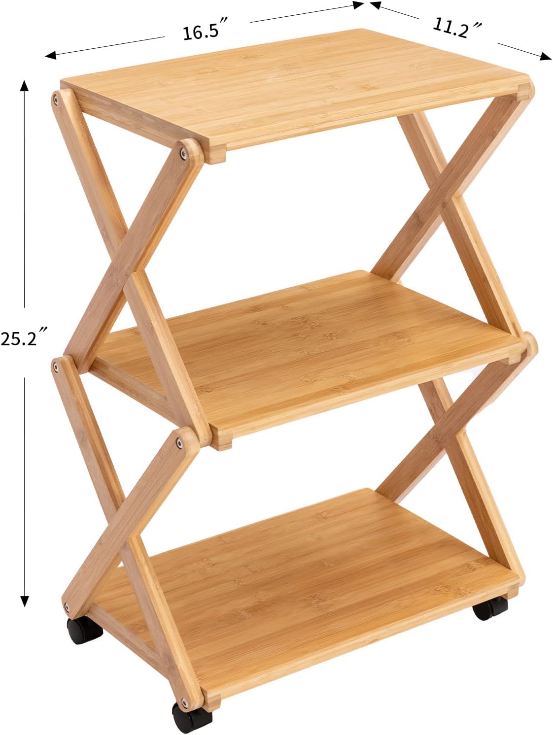 Bamboo 3-Tier Rolling Printer Cart with Storage J756957