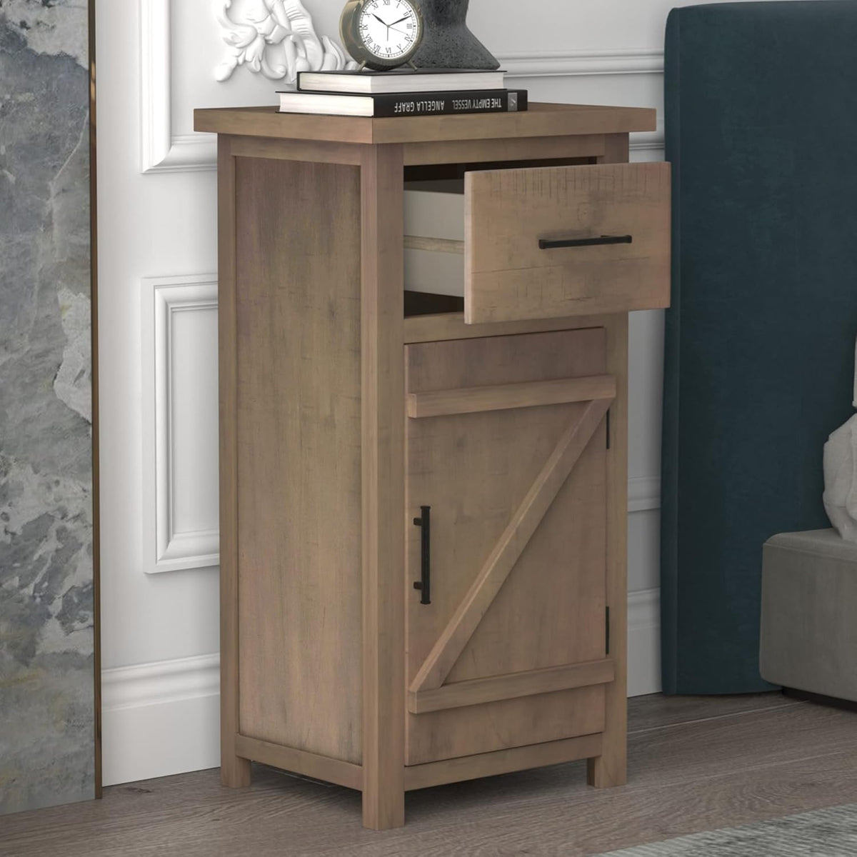 White 1 Drawer Wood Nightstand Z8685