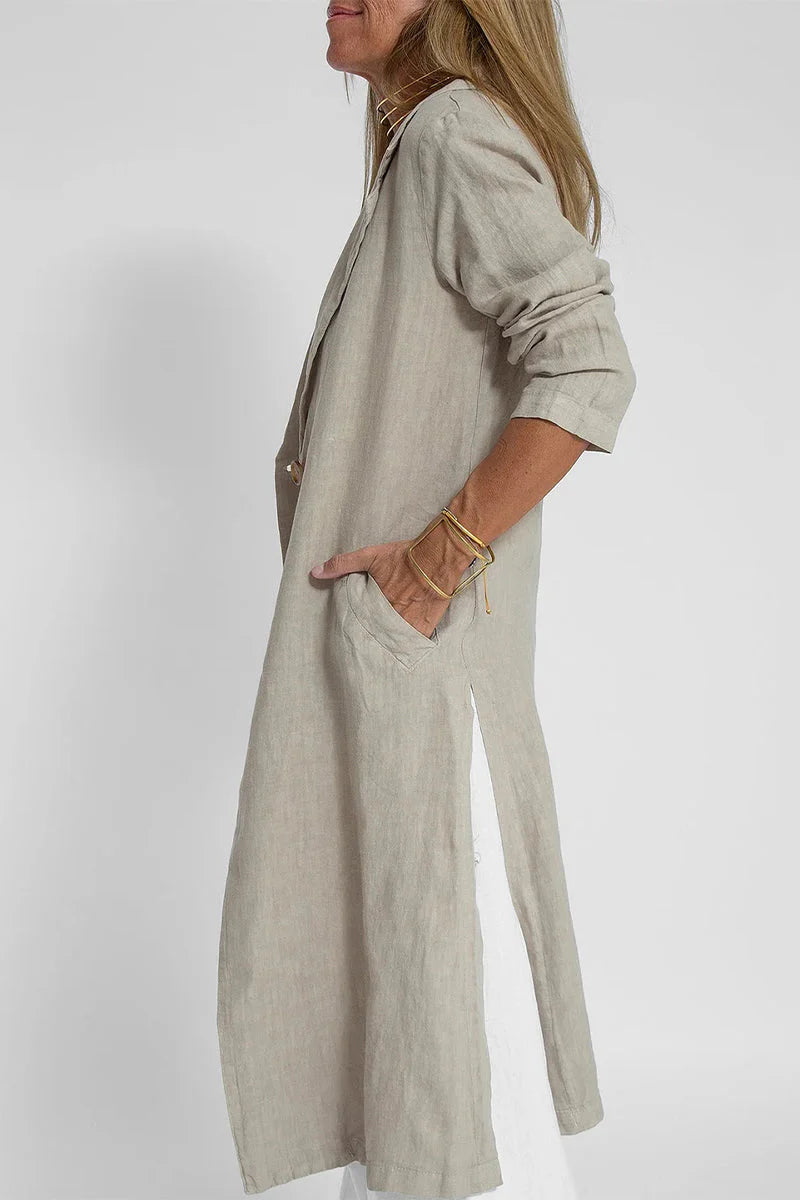 Solid Turn-back Collar Outerwear W6091