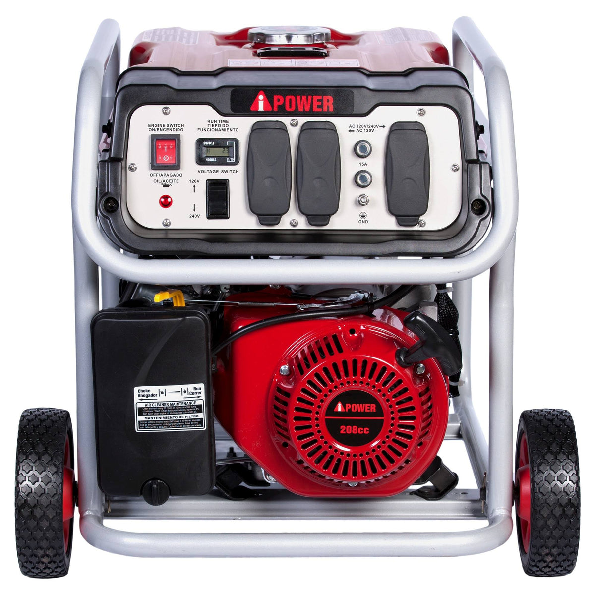 4000W Recoil Start Gasoline Powered Portable Generator, Black P53897