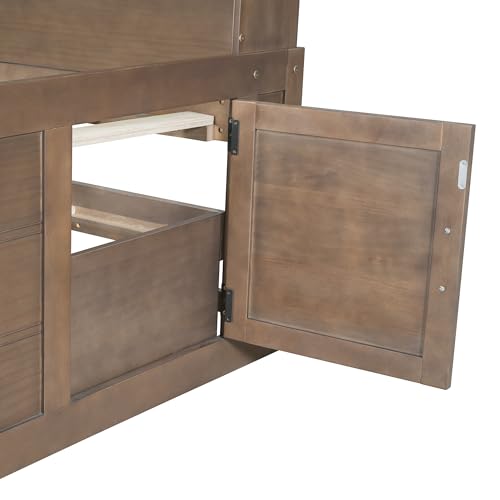 Full Size White Solid Wood Storage Daybed with Trundle Drawers Bookcase Z495424