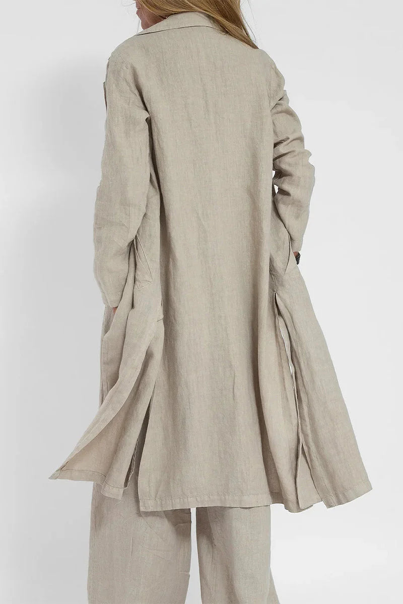 Solid Turn-back Collar Outerwear W6091