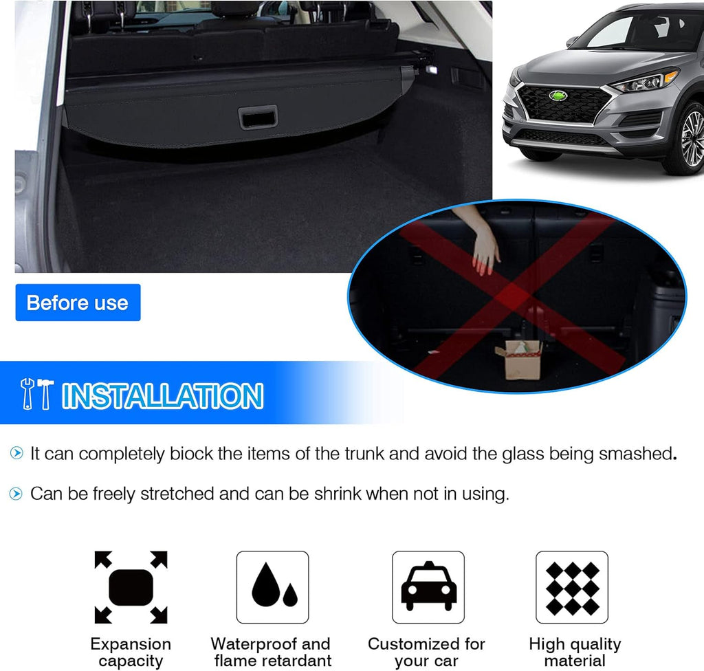Cargo Cover Trunk Security Shade Black T34109