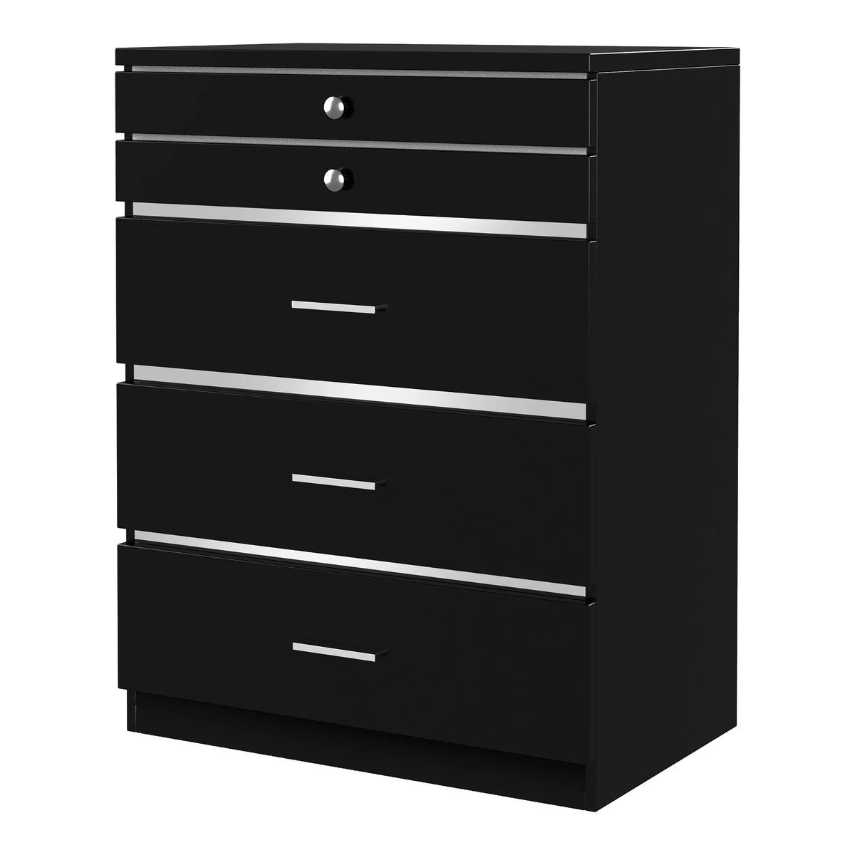 Black 5-Drawer Wood Vanity Chest S224