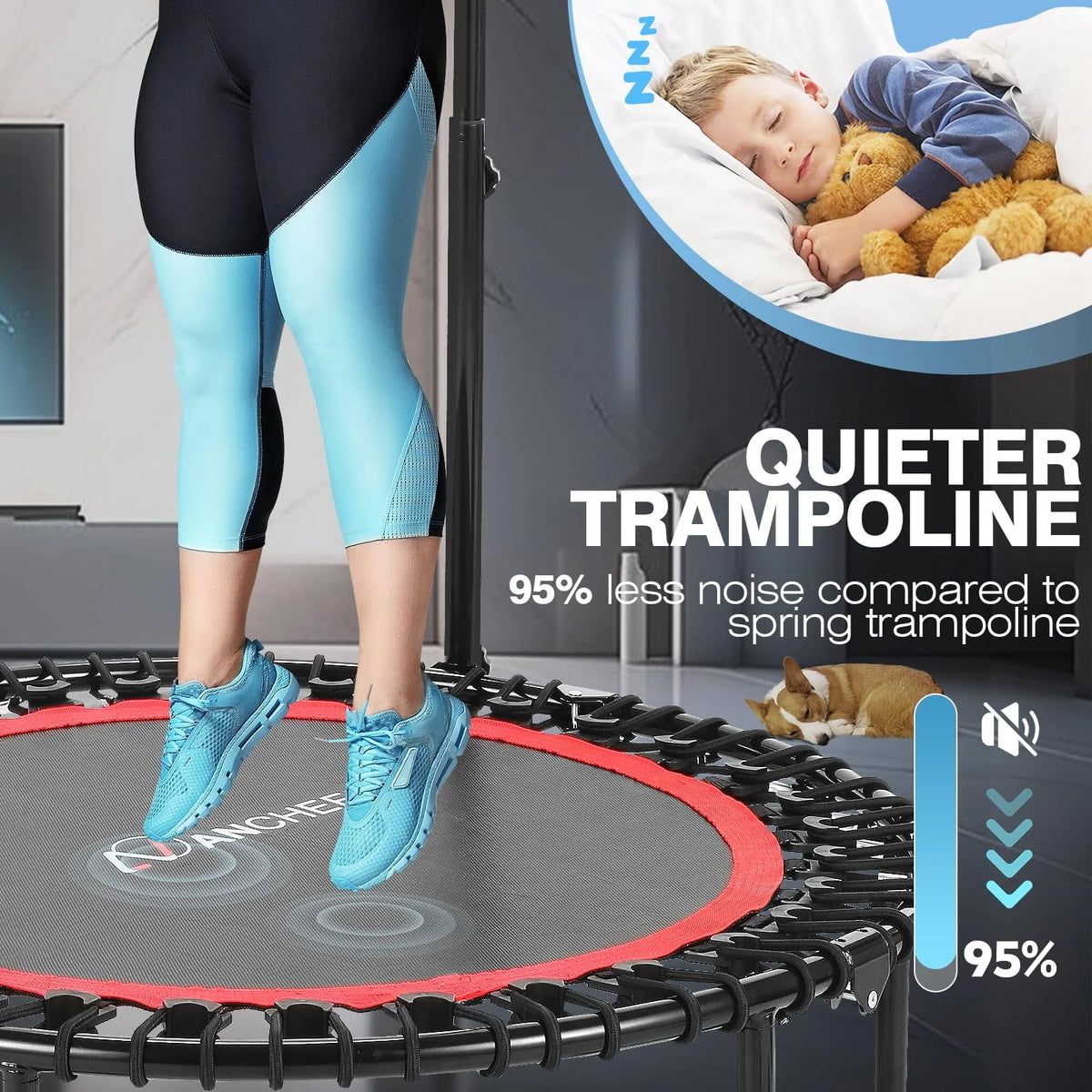 Foldable Mini Trampoline with Bungees D364852
