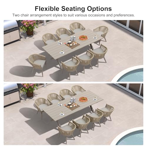 7 Pieces Outdoor Dining Set with Aluminium Table and Wicker Rattan Chairs X2739
