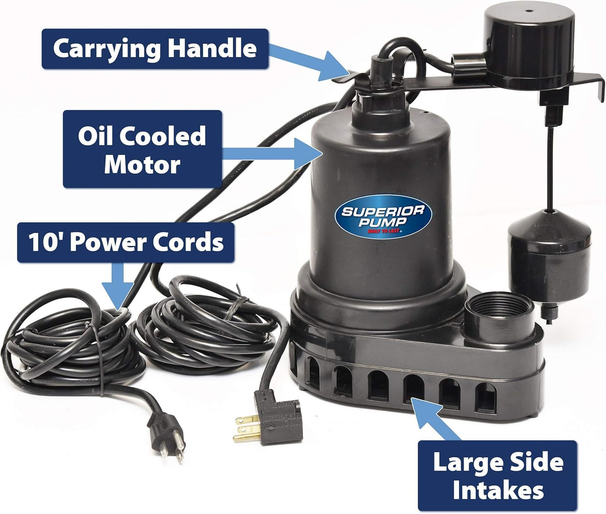 1/2 HP Thermoplastic Submersible Sump Pump with Vertical Float Switch Pack of 2 F69941