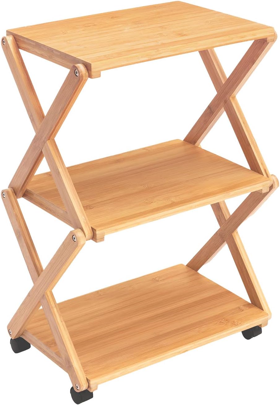 Bamboo 3-Tier Rolling Printer Cart with Storage J756957