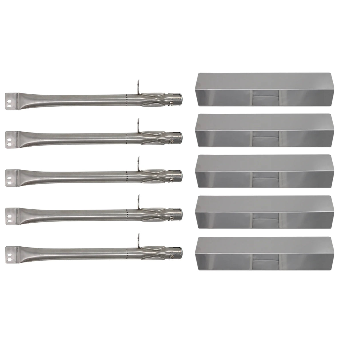 5-Pack Stainless Steel BBQ Gas Grill Tube Burner & Heat Shield Plate Replacement Parts R4161
