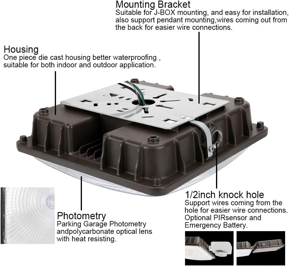 6 Pack 60W LED Canopy Area Light, 8000 Lumens, 5000K Cool White G355611