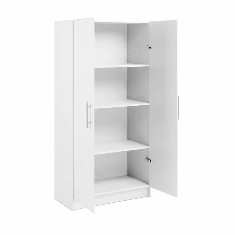 White Wood Freestanding Garage Cabinet D8703
