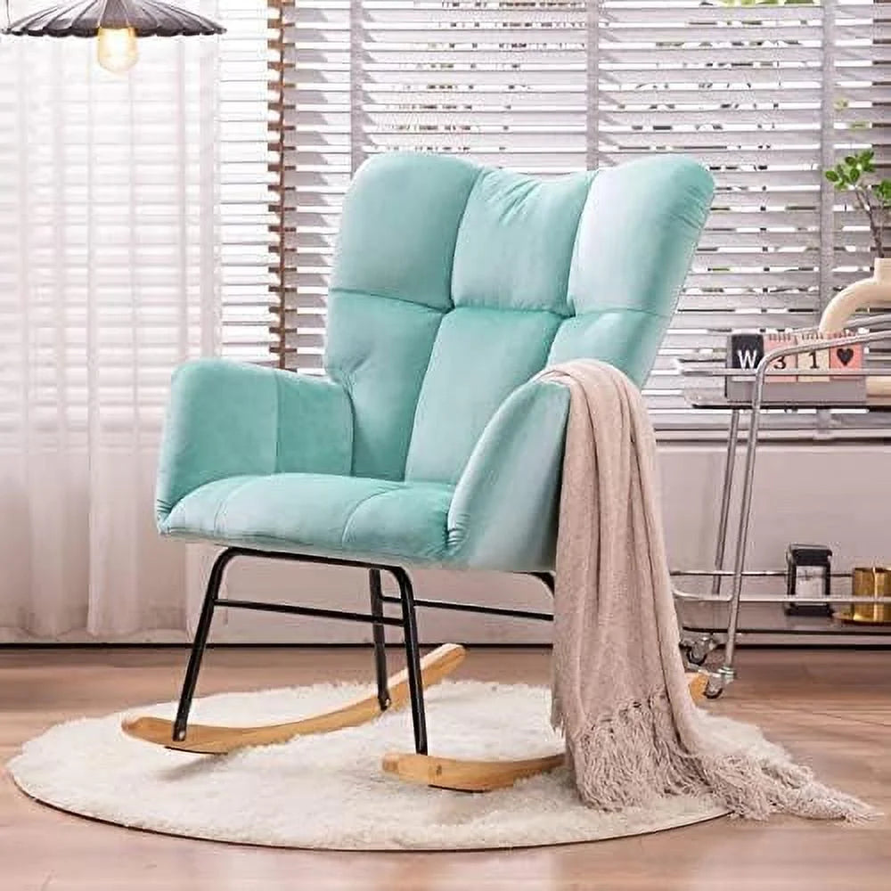 Teddy Fabric Rocking Chair with High Backrest and Armrest H98463