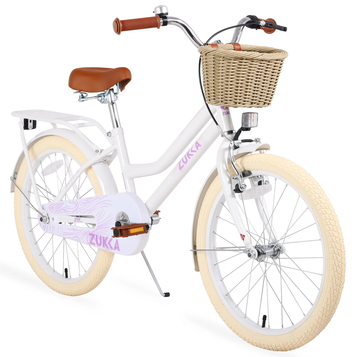 White 20 Kids Bike with Basket and Coaster Brake A183