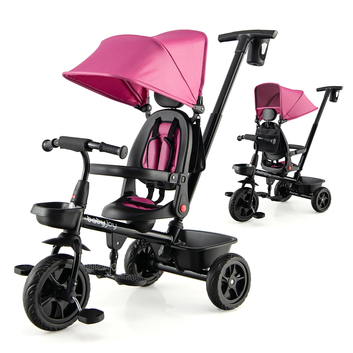 4-in-1 Toddler Tricycle with Adjustable Push Handle F853