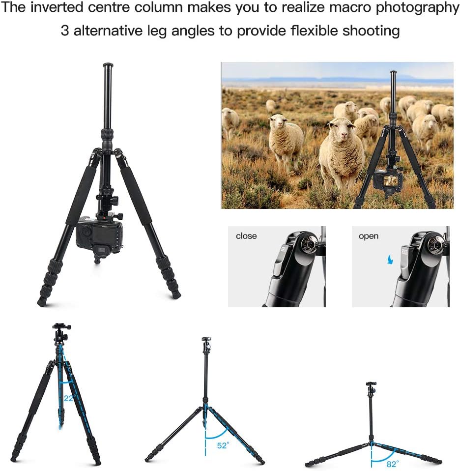 Aluminum Camera Tripod with Panorama Ball Head and Quick Release Plate Q7295