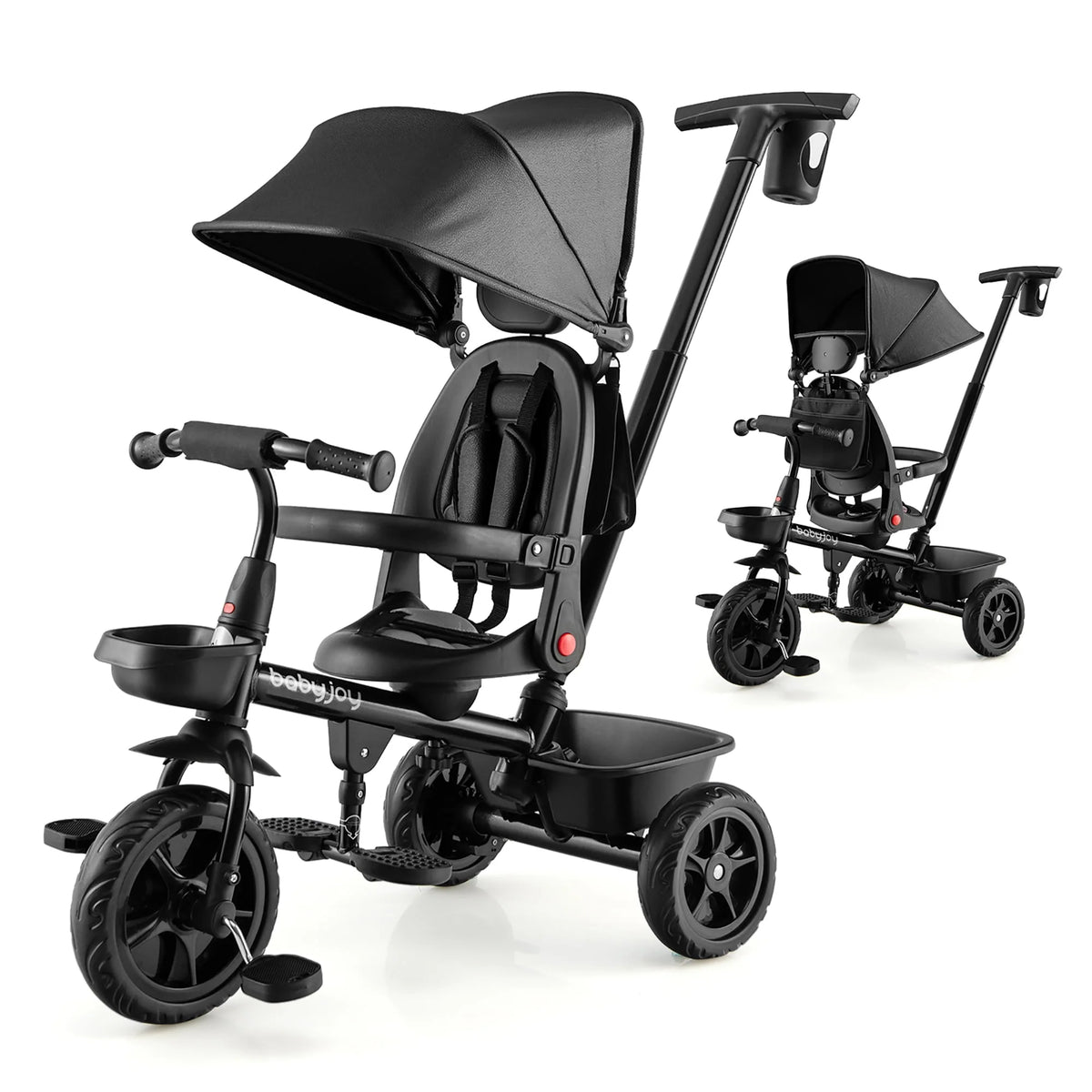 4-in-1 Toddler Tricycle with Adjustable Push Handle F853