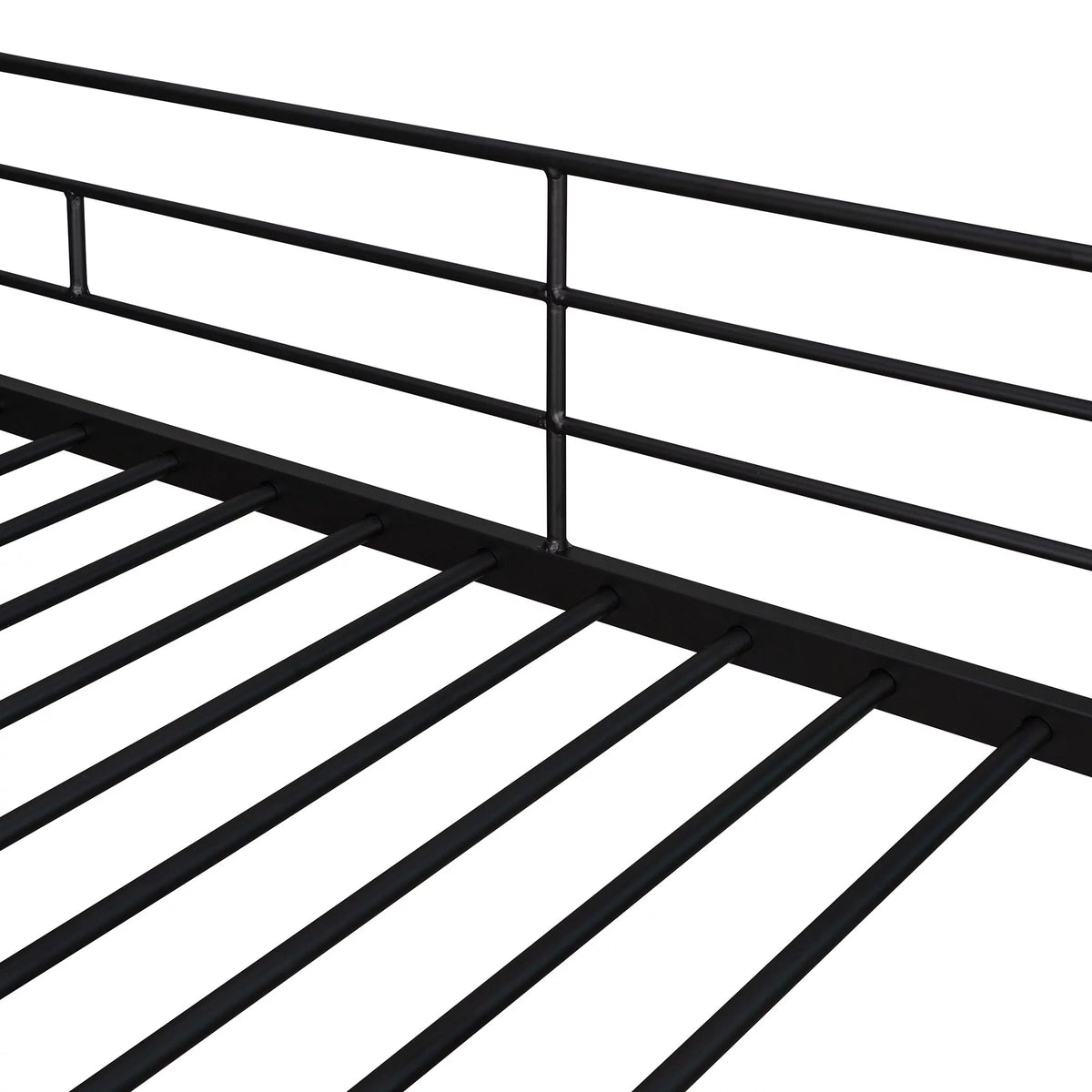 Black Double Size Metal Loft Bed with Desk and Shelves L287334